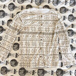 Kate Quinn kids bamboo fennel snowflake cardigan 7 years